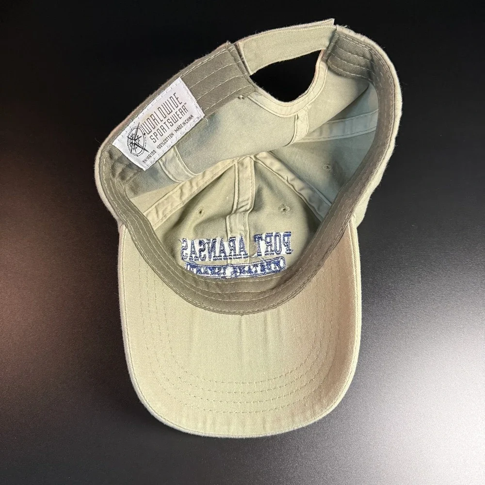 Port Aransas Mustang Island TX Worldwide Sportswear Khaki Cotton‎ Hat Mens OSFM